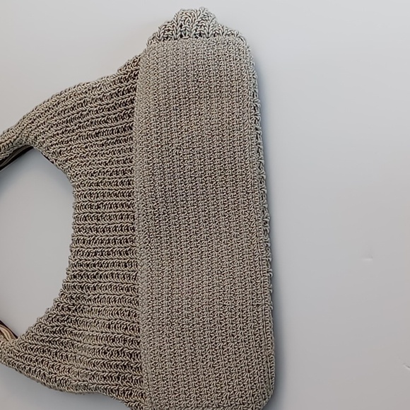 Sigrid Olsen-Vintage Crocheted Shoulder Bag w/Leather Strap & trim-Natural Beige - Picture 3 of 16